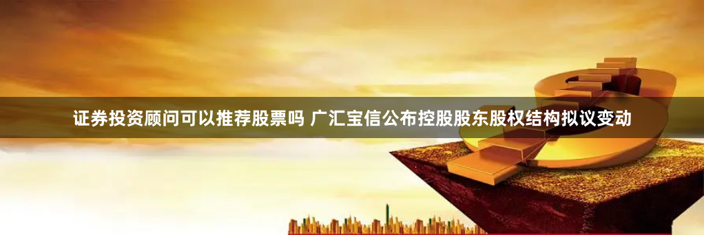证券投资顾问可以推荐股票吗 广汇宝信公布控股股东股权结构拟议变动